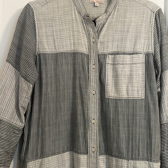 GAP gray-striped long-sleeve shirt dress - Picture 2 of 5